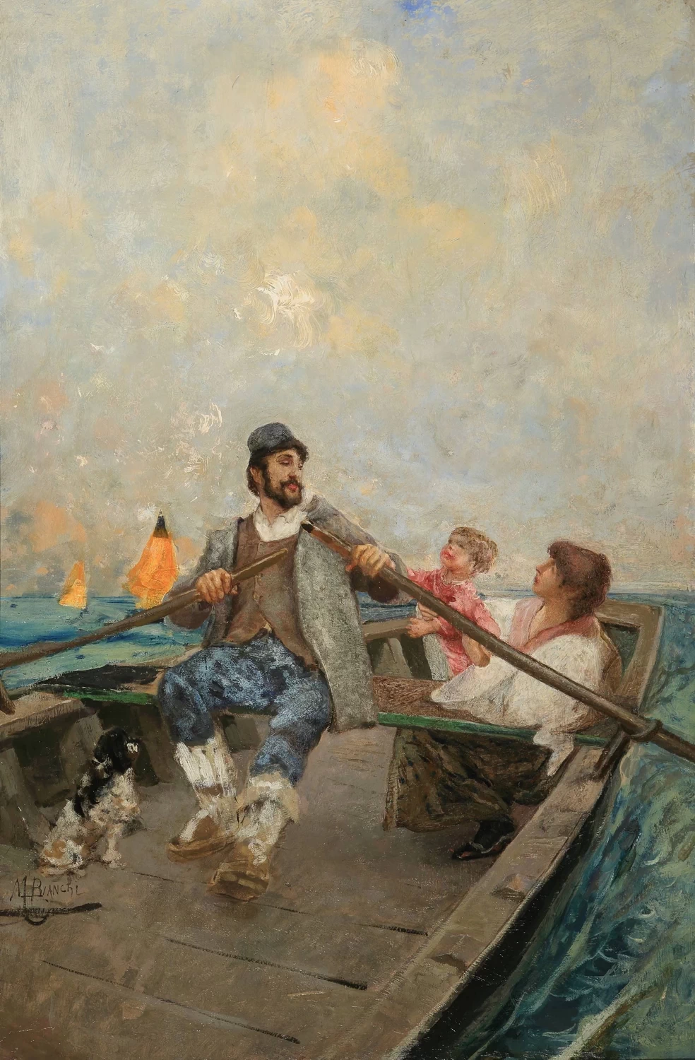 Famiglia in barca - Enrico Gallerie d’Arte, Milano
